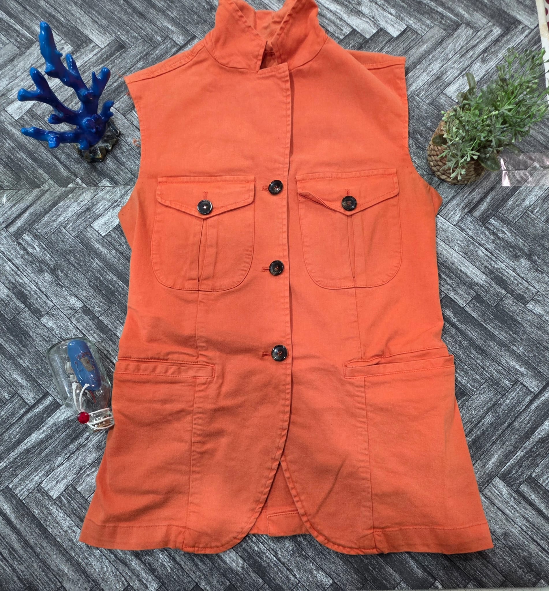 Gilet Artigianale Hemphill - Arancione Vitaminico - Made in Italy - Taglia 42