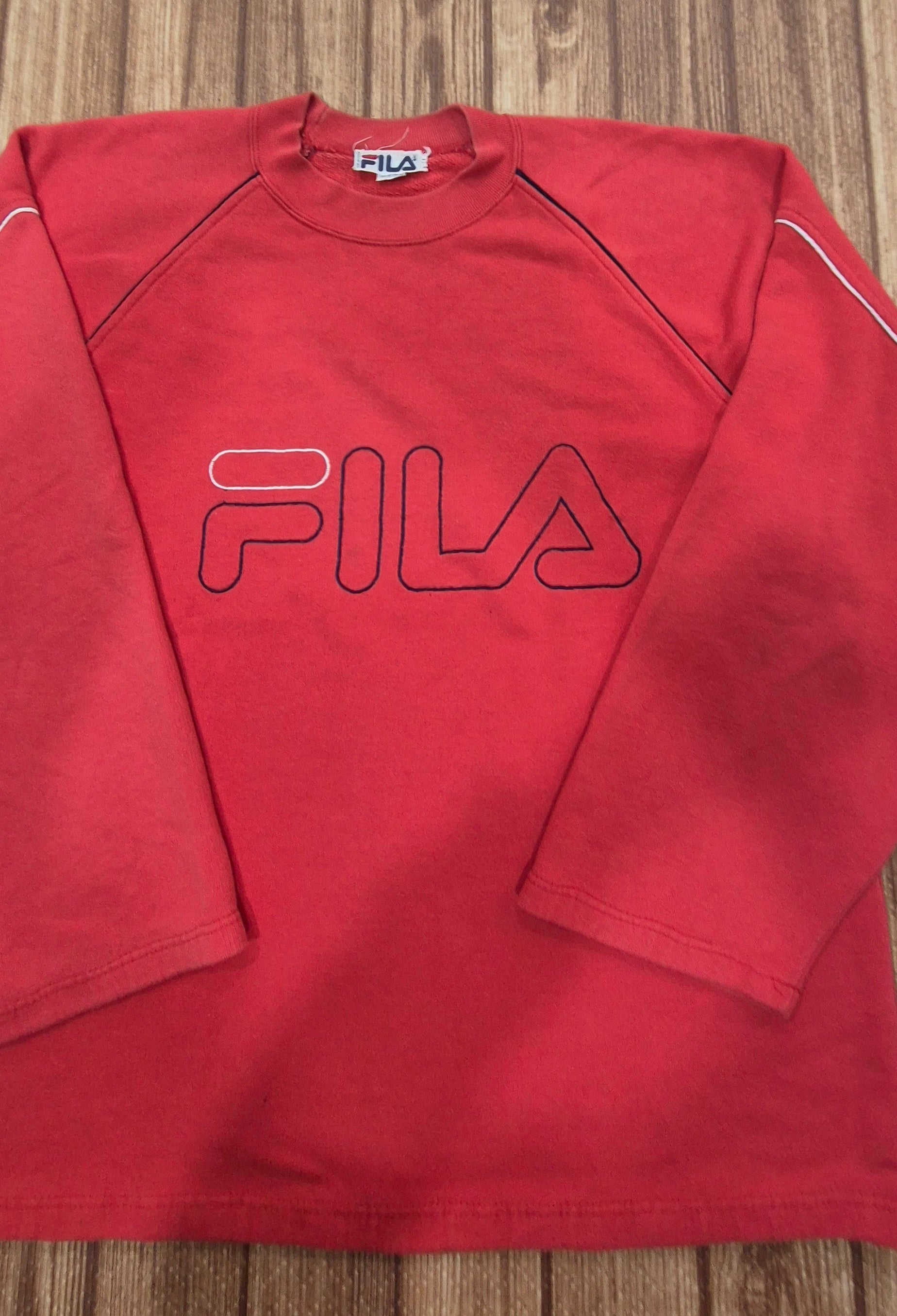 Felpa FILA Vintage Anni '80 - Made in Italy - Rossa - Stile Terrace/Casual - Taglia L/XL (60x70)