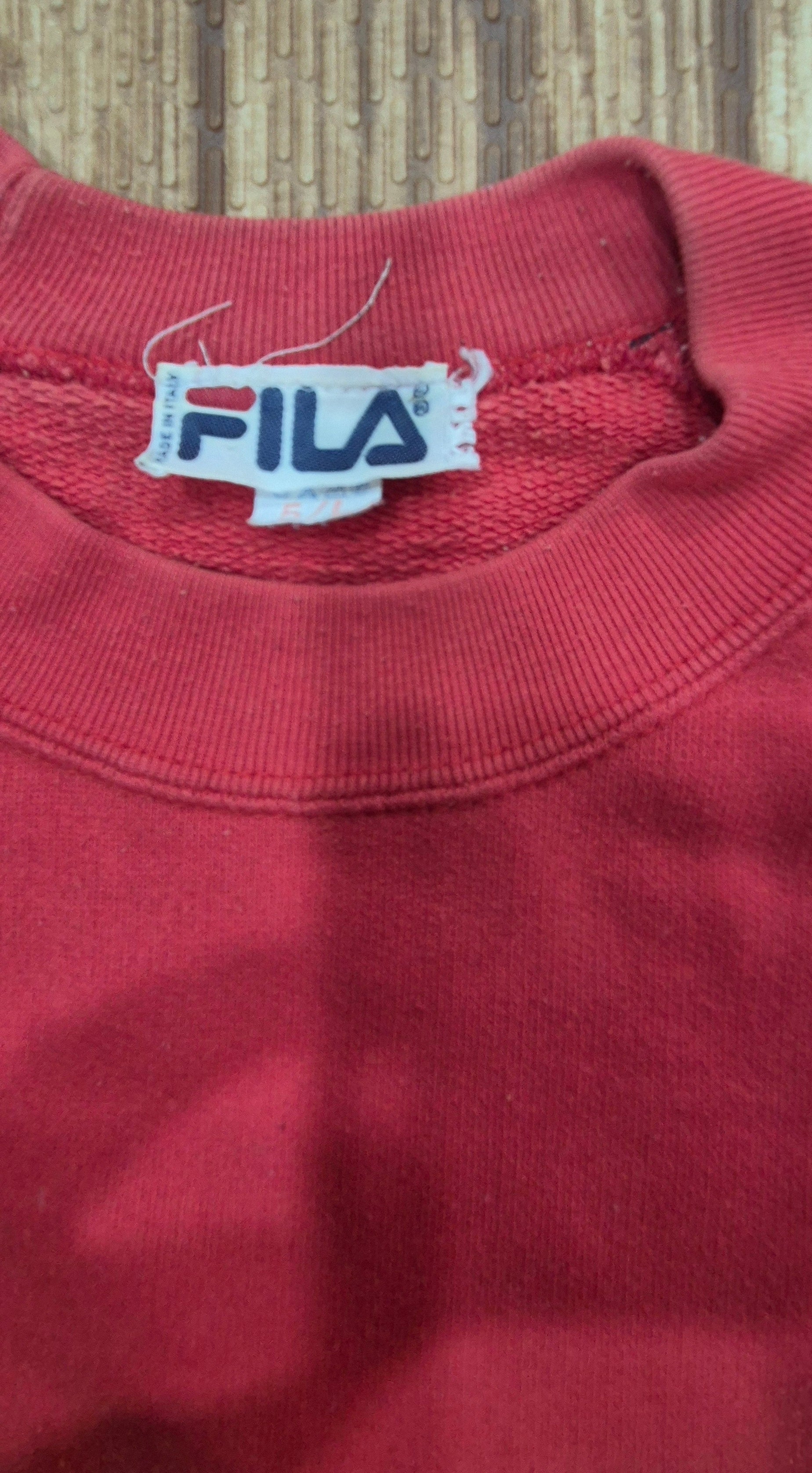 Felpa FILA Vintage Anni '80 - Made in Italy - Rossa - Stile Terrace/Casual - Taglia L/XL (60x70)