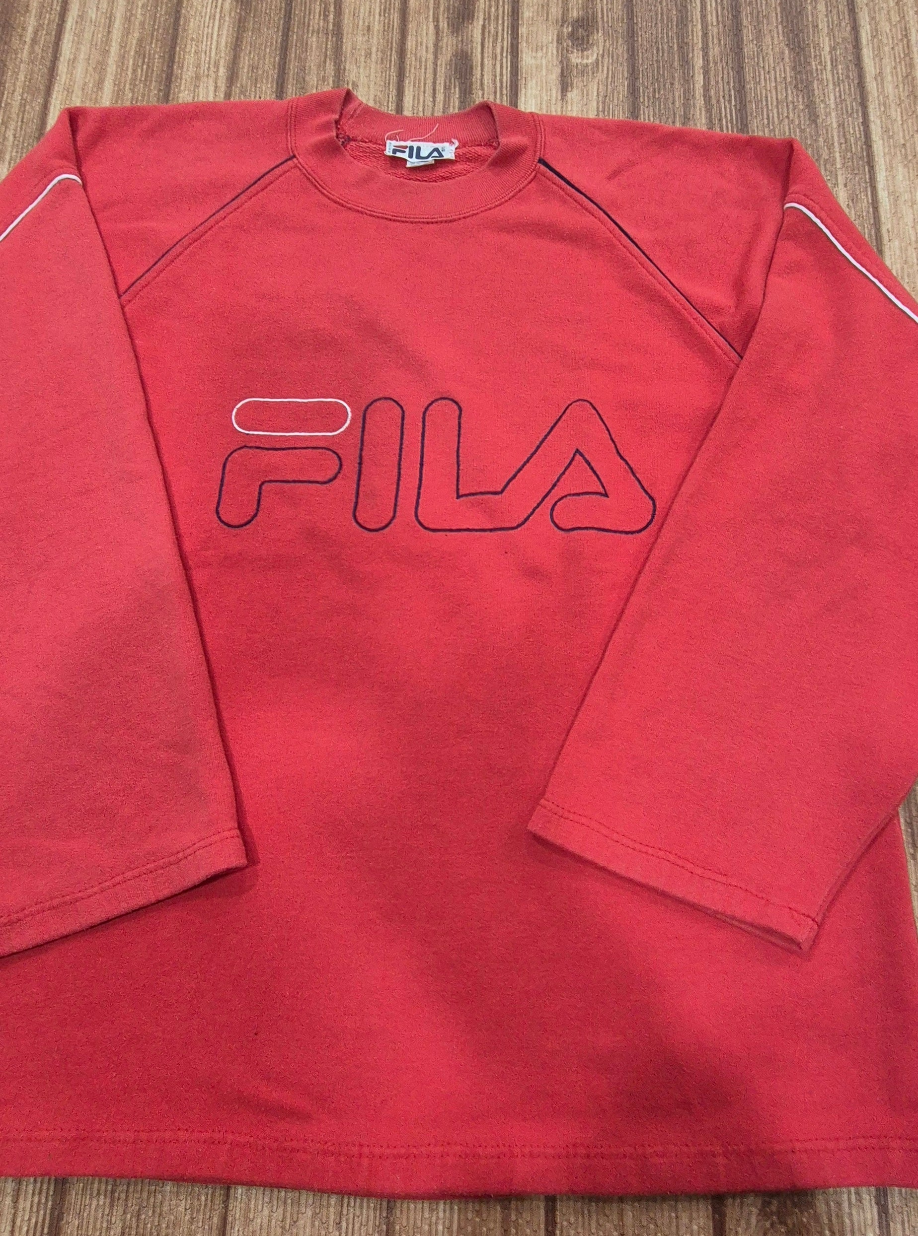 Felpa FILA Vintage Anni '80 - Made in Italy - Rossa - Stile Terrace/Casual - Taglia L/XL (60x70)