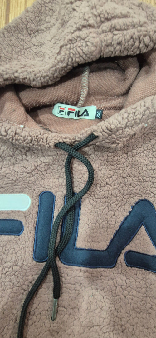 Felpa FILA Vintage Teddy Rosa XXL (Veste M) - Spalle 46 / Ascelle 50
